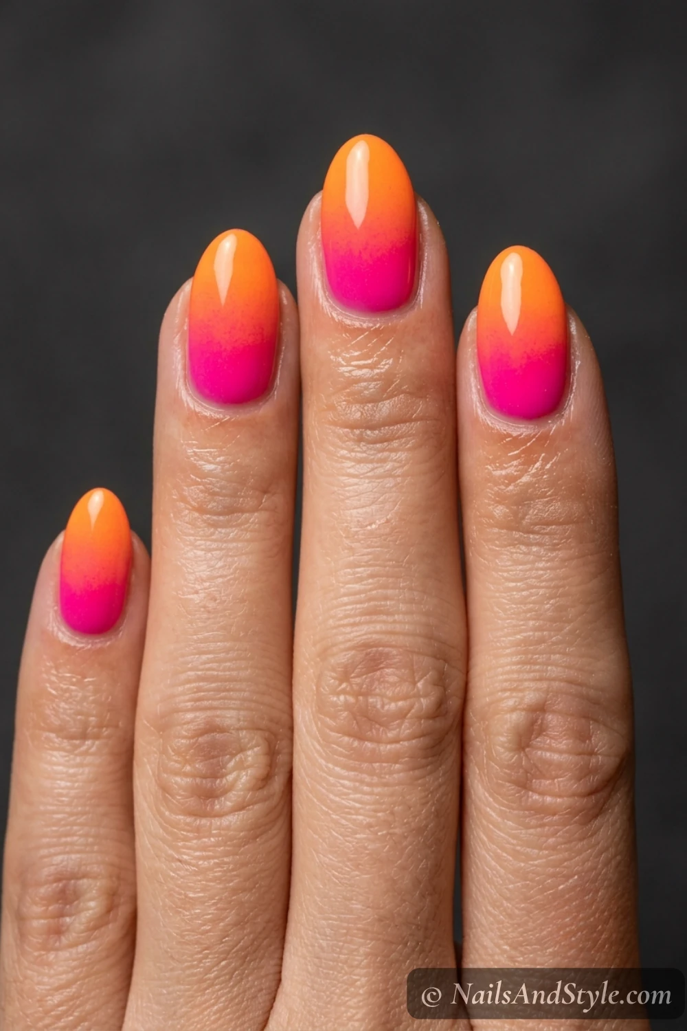 Neon sunset aura nails