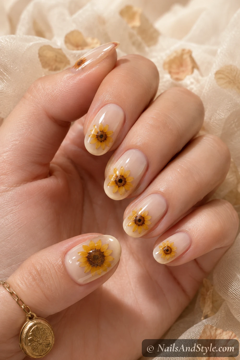 Pressed sunflower nails