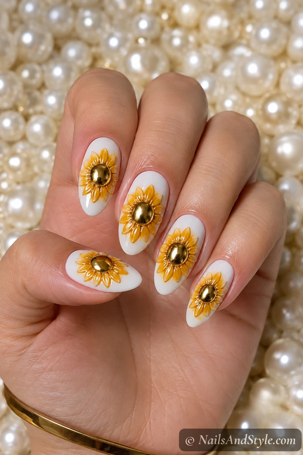 Sunflower chrome center nails