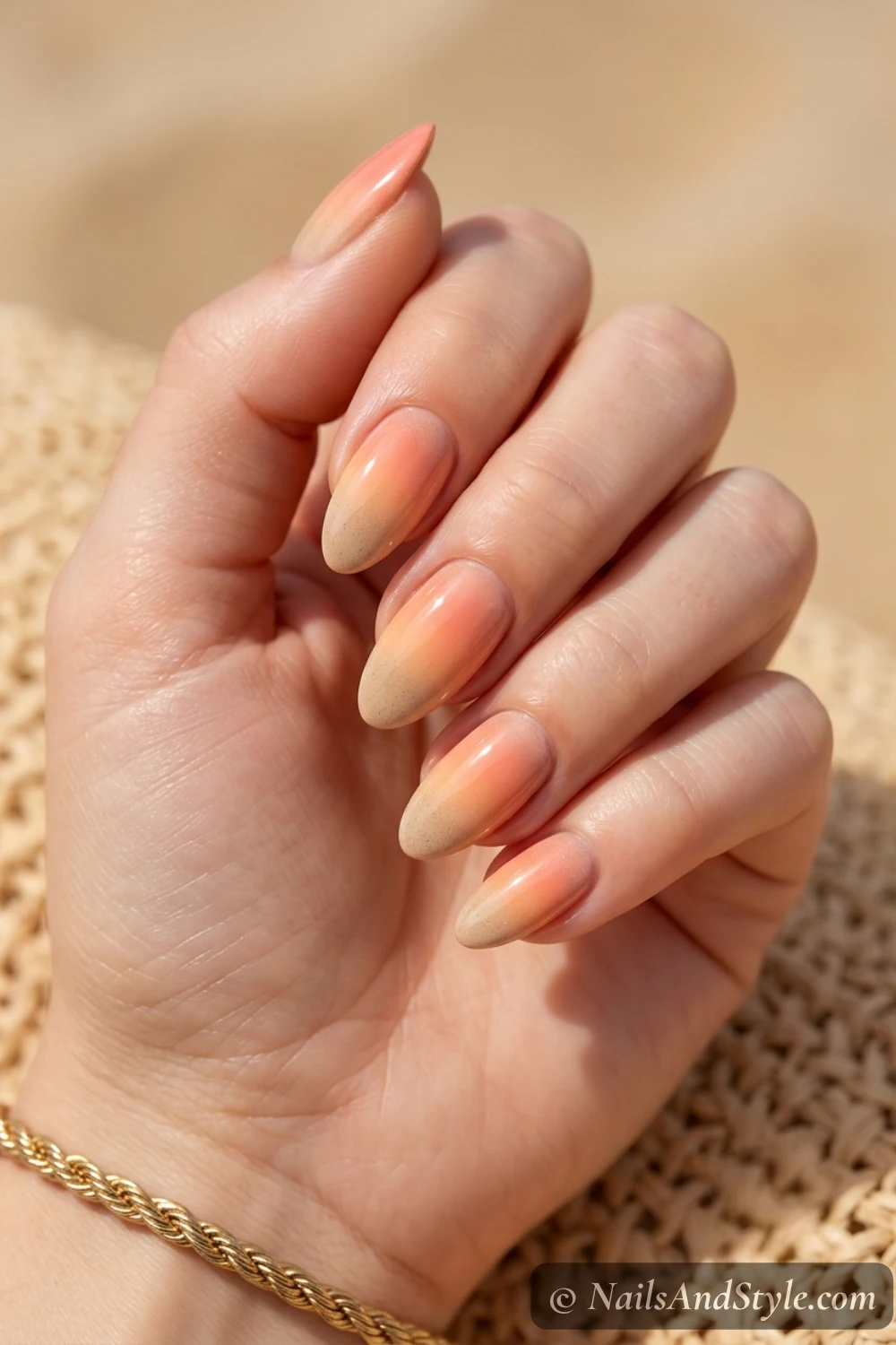 Sandy shore to sky gradient nails