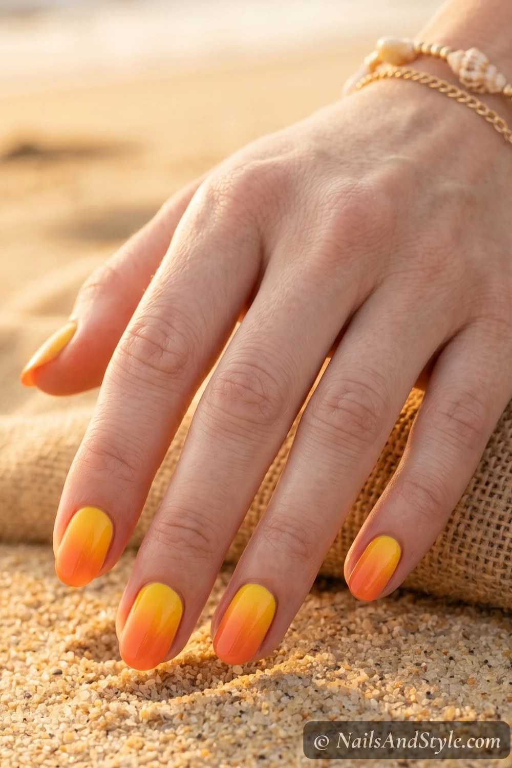 Yellow to orange sunrise nails