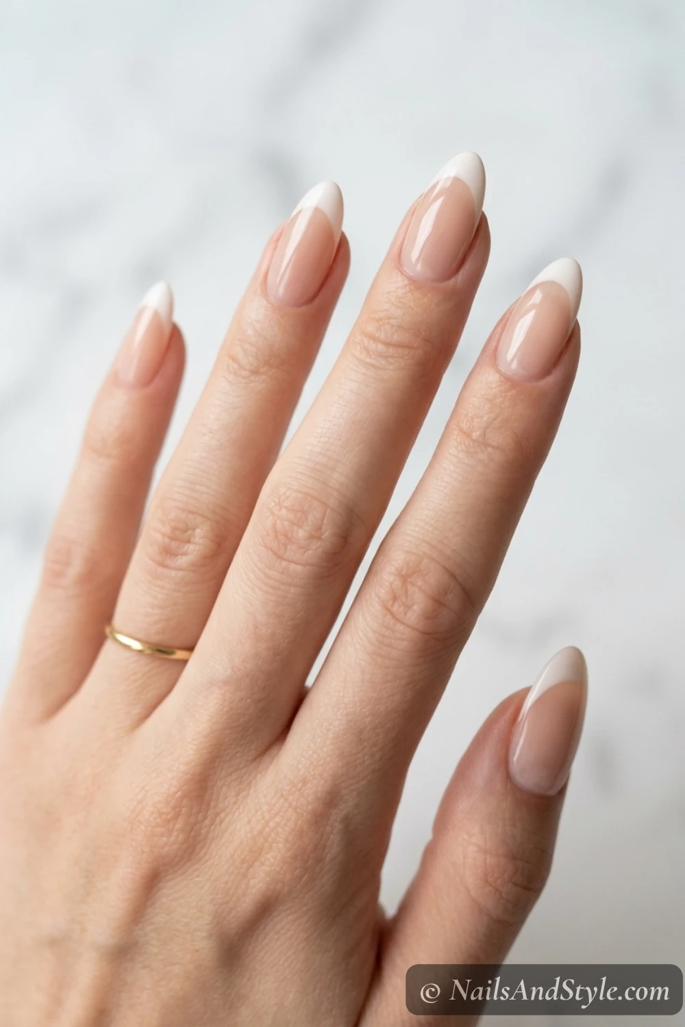 Neutral almond French nails
