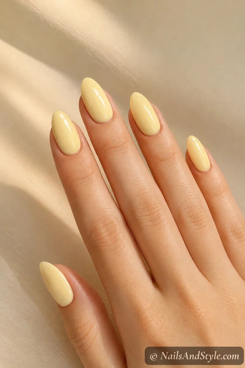 Soft butter yellow nails