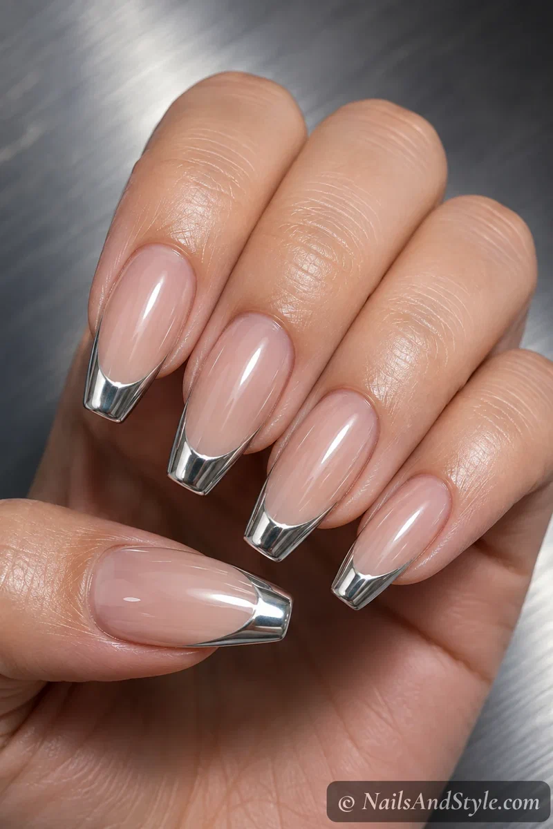 Nails with chrome French tips