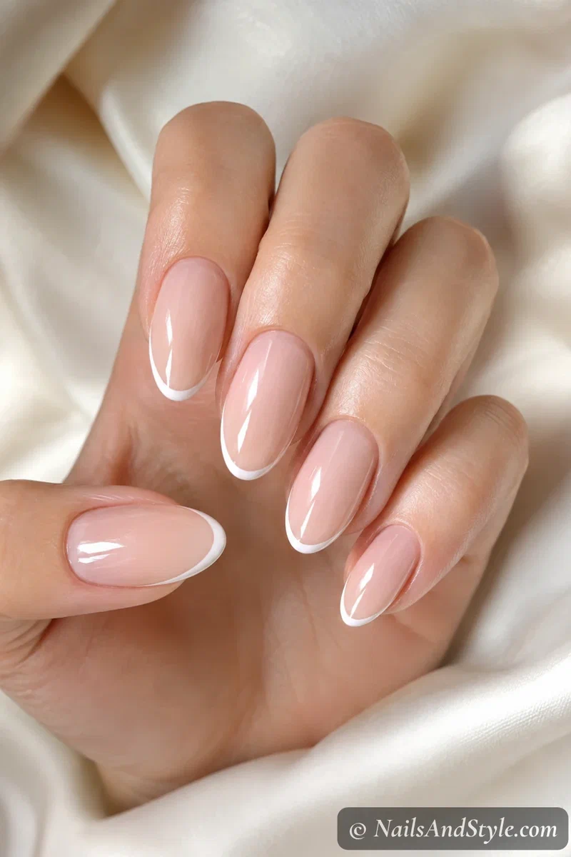 Sheer nails with ultra-thin French tips