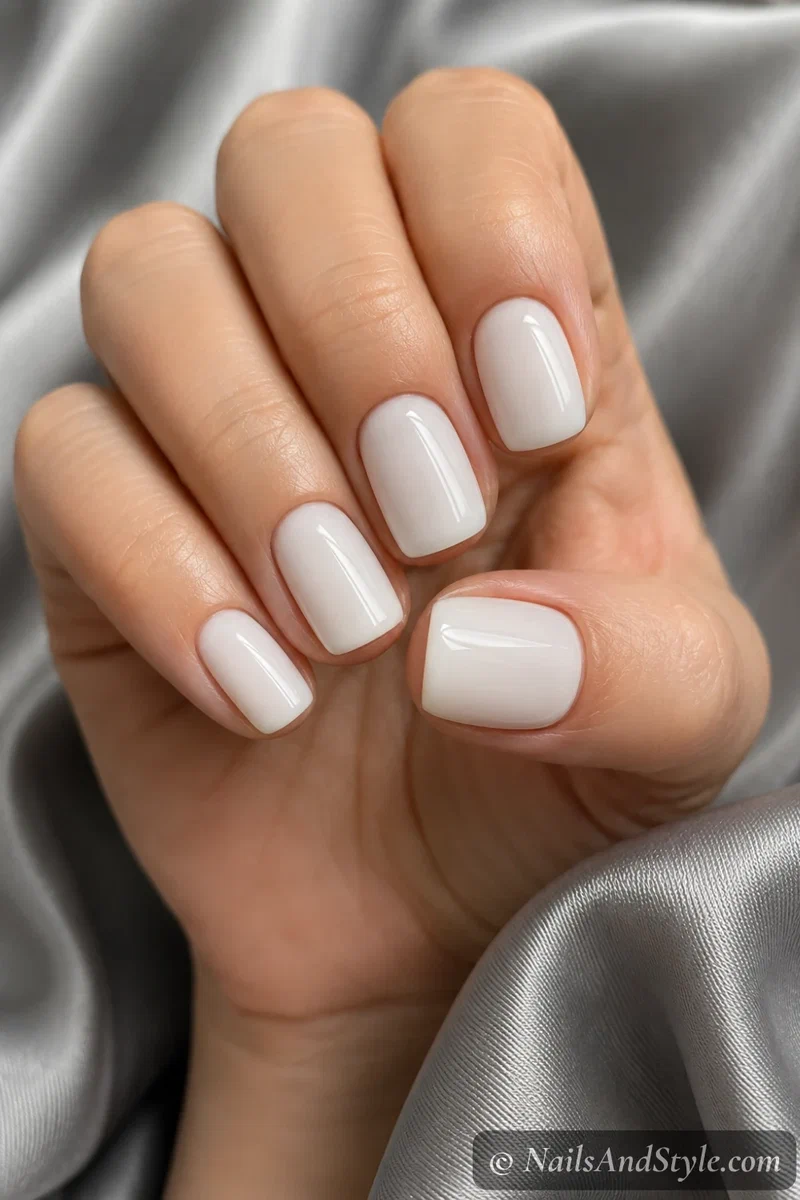 Sheer milky white nails