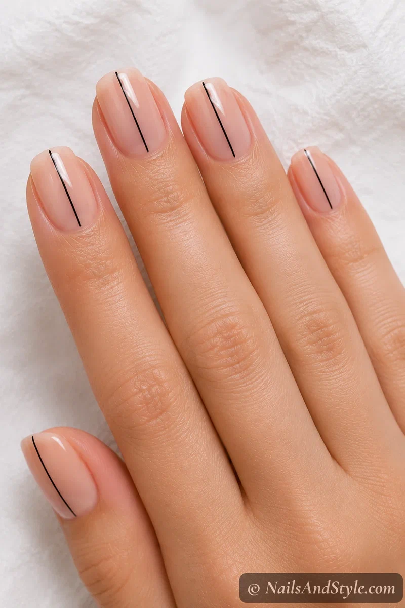 Bare nails with minimal line accents