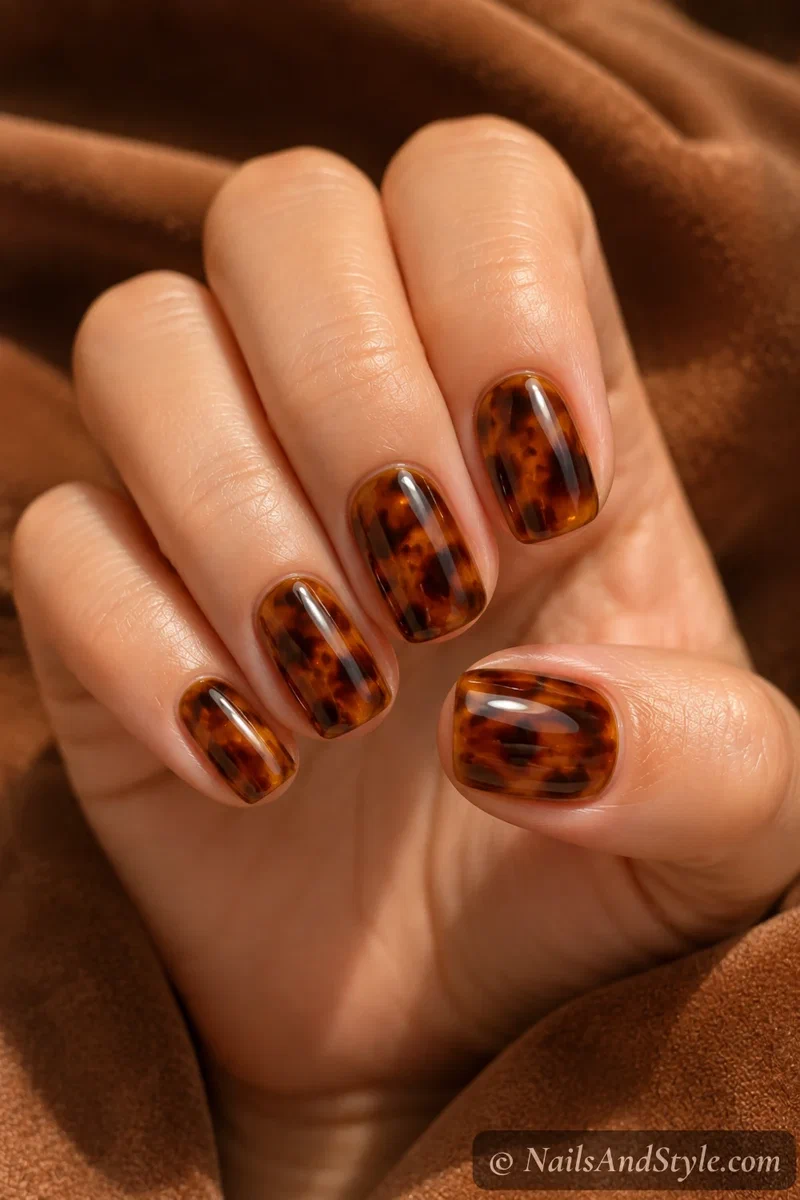 Amber tortoiseshell nails