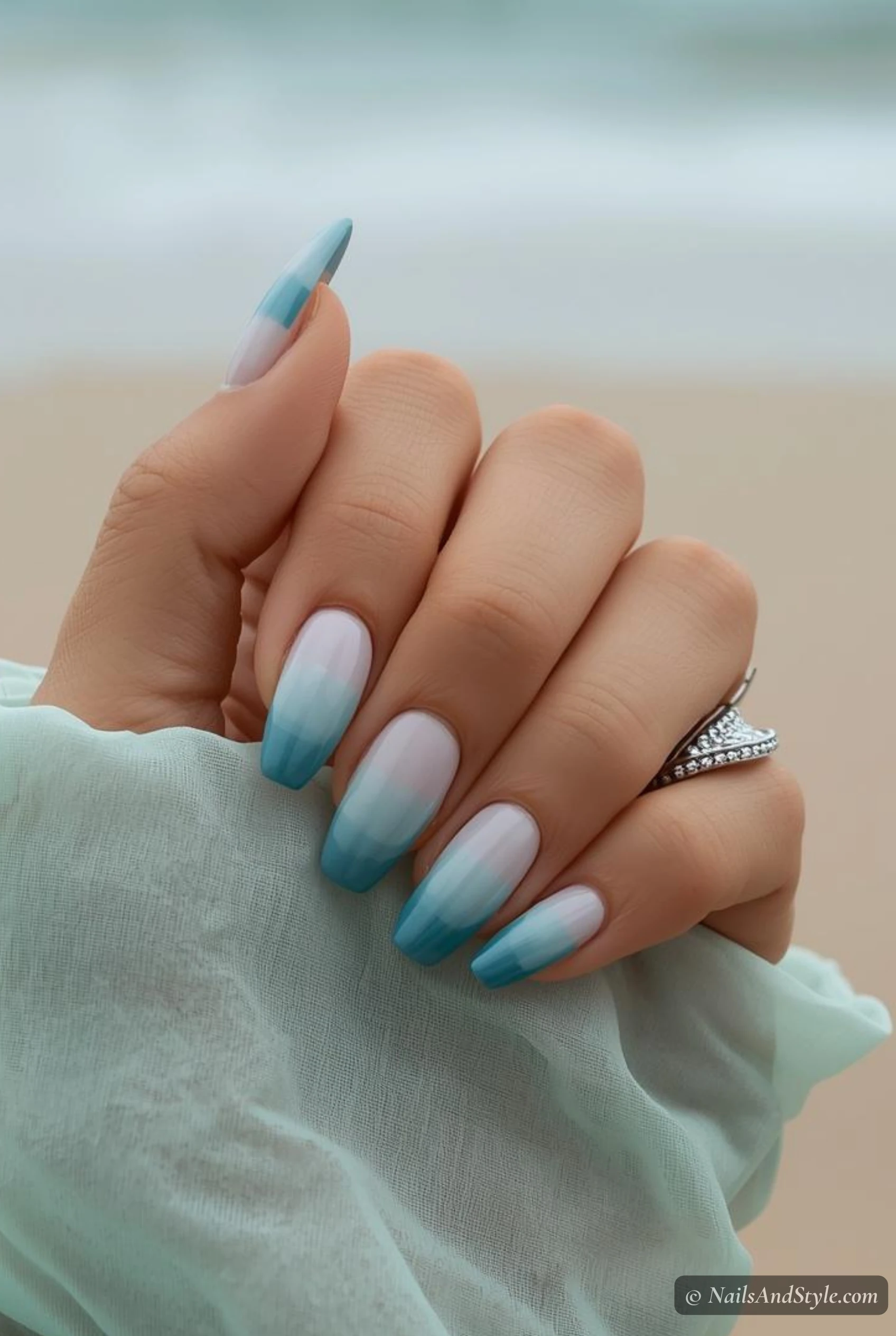 Ocean blue ombre nails
