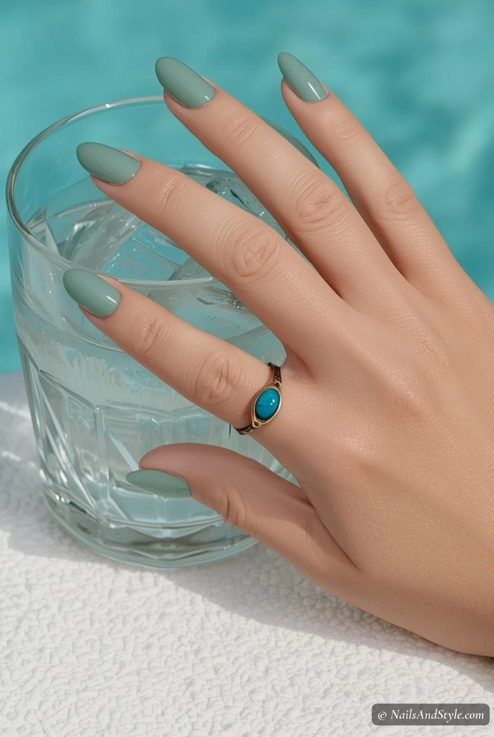 Teal lagoon jelly nails