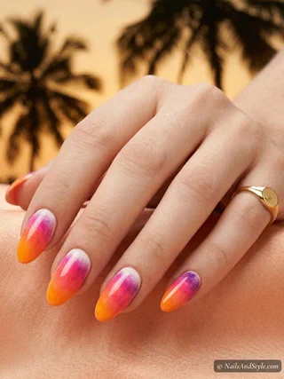 Warm Tropical Glow on Nails Warm Tropical Glow on Nails