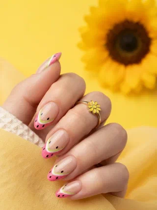 Watermelon French Tips nail design idea