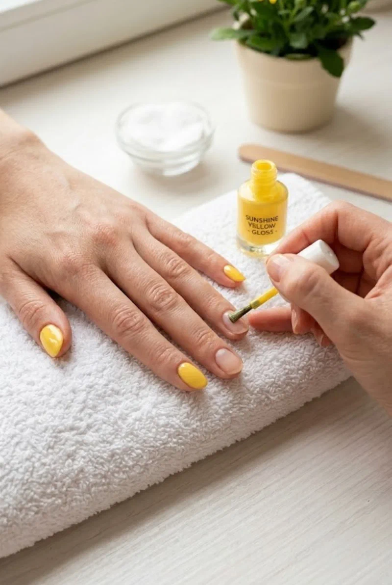 how to apply yellow nails at home
