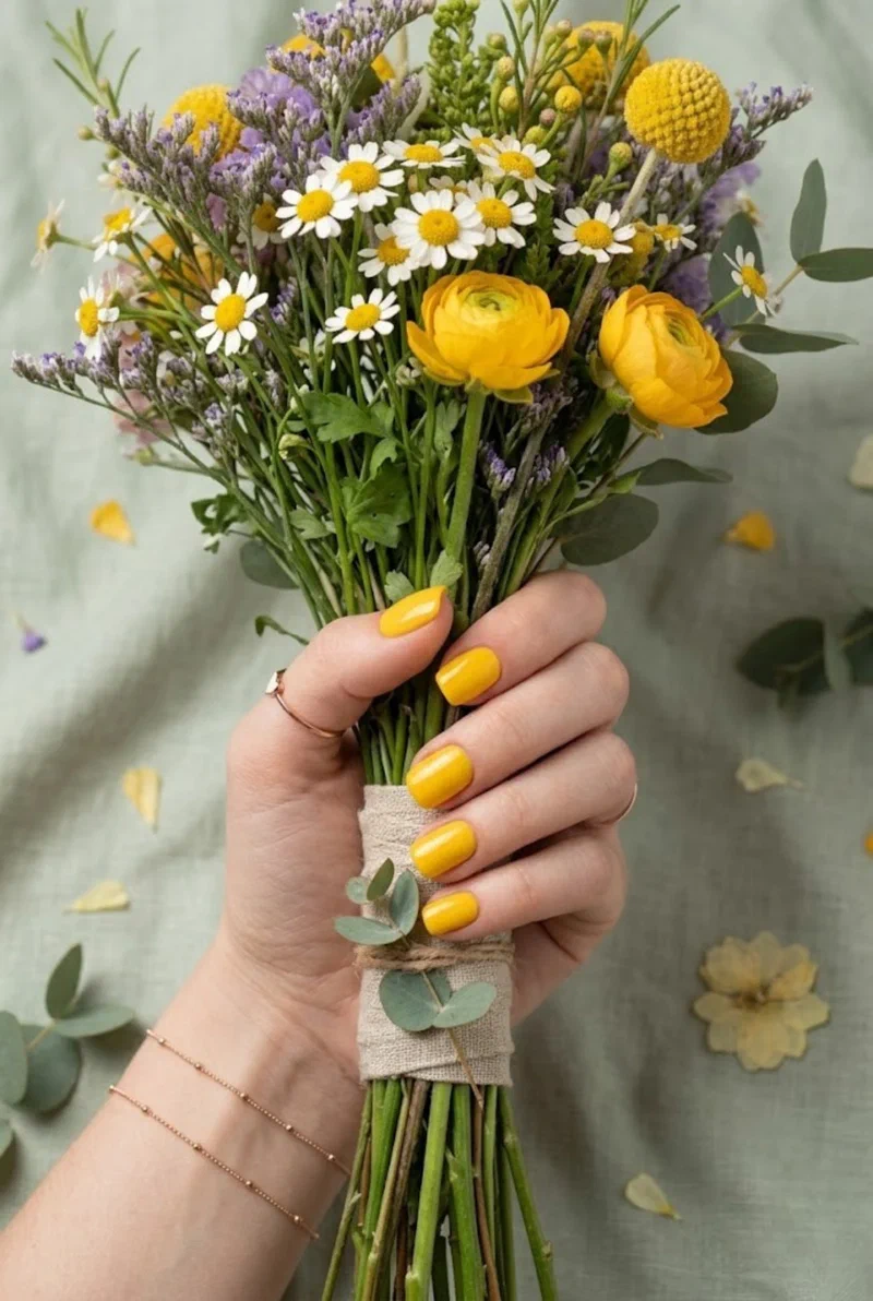 pastel yellow nail ideas on short nails